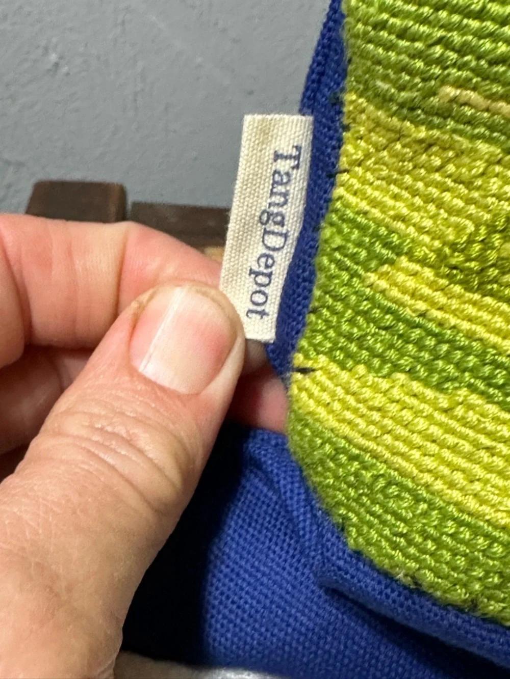 Horse Embroidered Needlepoint Pillow with Blue Backing - Picture 4 of 5